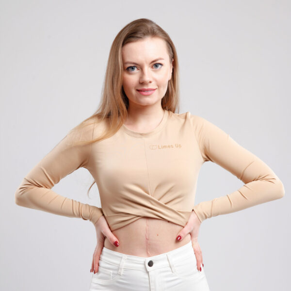 Beżowy top do tańca Mia z przodu